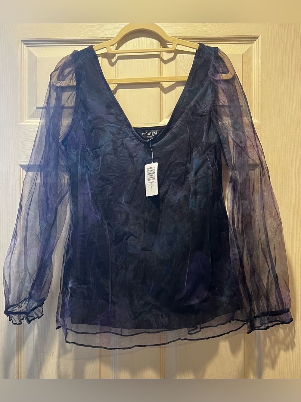 torrid Nightfall Sheer V-Neck Long Sleeve Blouse